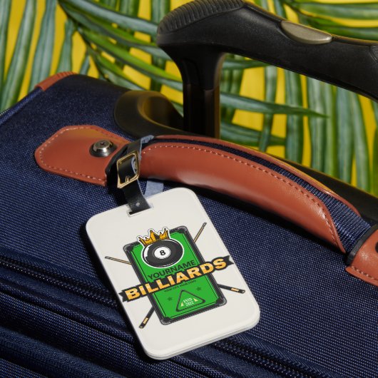 Étiquette À Bagage Pool Hall personnalisé NOM 8 Ball Crown Billiards (Insitu Rectoal 1)