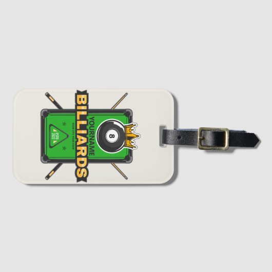 Étiquette À Bagage Pool Hall personnalisé NOM 8 Ball Crown Billiards (Devant Horizontal)