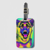 Étiquette À Bagage Pop Art berger allemand (Devant Vertical)