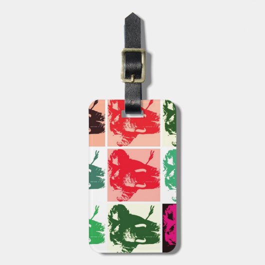 Étiquette À Bagage Pop Art Elephants (Devant Vertical)