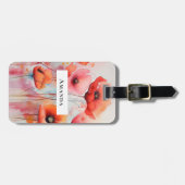 Étiquette À Bagage Poppies d'aquarelle rouge dans un champ (Devant horizontal)