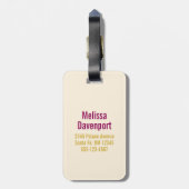 Étiquette À Bagage Poppies florales rose Fuchsia Wreath Meilleure mam (Dos Vertical)