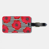 Étiquette À Bagage Poppies rouges et bandes - Monogrammes (Dos horizontal)