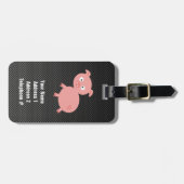 Étiquette À Bagage Porc mignon ; Fibre de carbone de Faux (Devant horizontal)