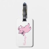 Étiquette À Bagage Porc rose heureux sautant Thunder_Cove (Dos Vertical)