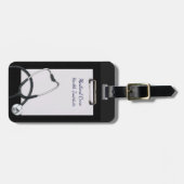 Étiquette À Bagage Porte - bloc Médicale noir avec Stethoscope (Devant horizontal)