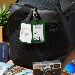 Étiquette À Bagage Porte - bloc Médicale vert avec stéthoscope
