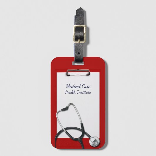 Étiquette À Bagage Porte - bloc rouge avec stéthoscope Médicale (Devant Vertical)
