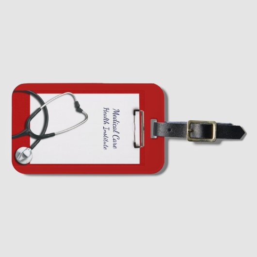 Étiquette À Bagage Porte - bloc rouge avec stéthoscope Médicale (Devant Horizontal)