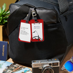 Étiquette À Bagage Porte - bloc rouge Médicale avec stéthoscope