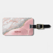 Étiquette À Bagage Porte en marbre rose (Devant horizontal)