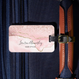 Étiquette À Bagage Porte en marbre rose vif Personnalisé