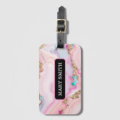 Étiquette À Bagage Porte rose clair Marbre Collection populaire (Devant Vertical)