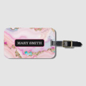 Étiquette À Bagage Porte rose clair Marbre Collection populaire (Devant Horizontal)