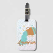 Étiquette À Bagage Porteur d'eau Aquarius moderne Zodiac (Devant Vertical)