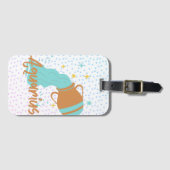 Étiquette À Bagage Porteur d'eau Aquarius moderne Zodiac (Devant Horizontal)