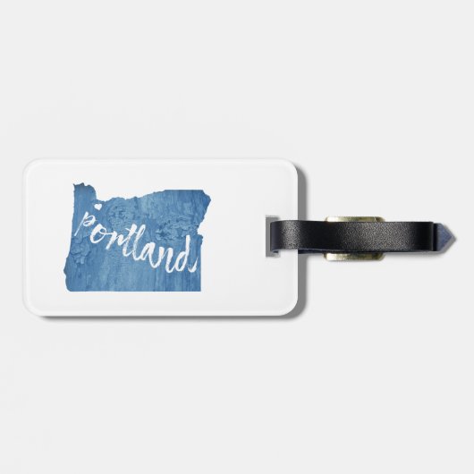 Étiquette À Bagage Portland, Oregon Wood Grain (Dos horizontal)