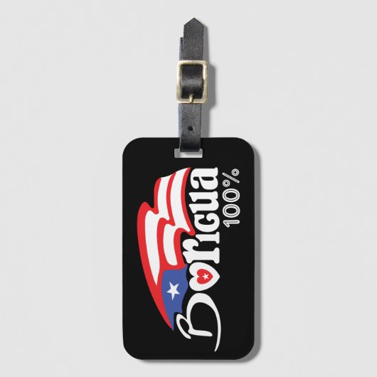 Étiquette À Bagage Porto Rico Boricua (Devant Vertical)