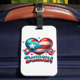 Étiquette À Bagage Porto Rico Boricua Love Heart Flag
