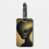 Étiquette À Bagage Portrait Alien tiré à la main (Dos Vertical)