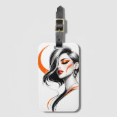 Étiquette À Bagage Portrait d'art de femme moderne de luxe (Devant Vertical)