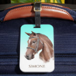 Étiquette À Bagage Portrait de cheval turquoise équestre coutume<br><div class="desc">Portrait de cheval turquoise équestre cowgirl personnalisable étiquette de bagages.</div>