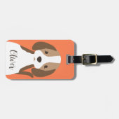 Étiquette À Bagage Portrait de chien marron et blanc mignon (Devant horizontal)