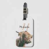 Étiquette À Bagage Portrait de vache Highland nom personnalisé monogr (Devant Vertical)