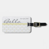 Étiquette À Bagage Posh White Satin & Gold (Devant horizontal)