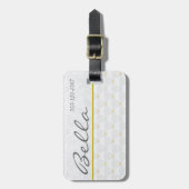 Étiquette À Bagage Posh White Satin & Gold (Devant Vertical)