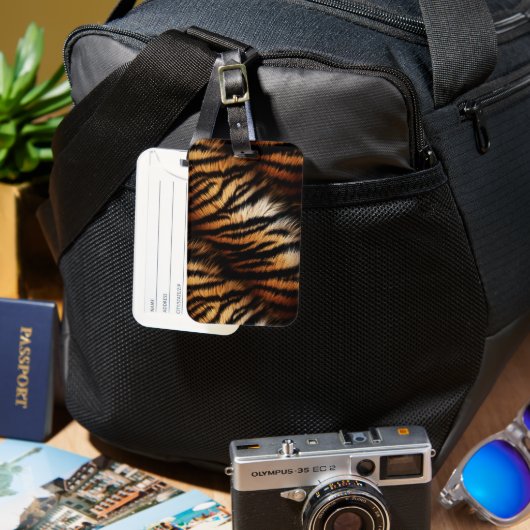 Étiquette À Bagage Poster de animal Orange Black Tiger Stripes (Recto & Verso)