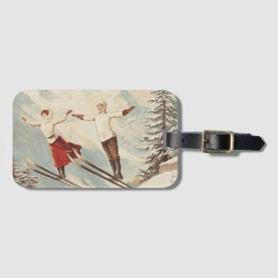 Étiquette À Bagage Poster de ski Vintage de Chamonix Mont Blanc