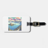 Étiquette À Bagage Poster vintage du lac Crater (Devant horizontal)