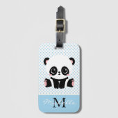 Étiquette À Bagage Pot Polka personnalisé Monogram Cute Panda (Devant Vertical)