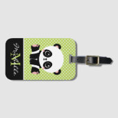 Étiquette À Bagage Pot Polka personnalisé Monogram Cute Panda (Devant Horizontal)