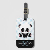 Étiquette À Bagage Pot Polka personnalisé Monogram Cute Panda (Devant Vertical)