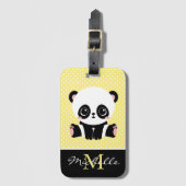 Étiquette À Bagage Pot Polka personnalisé Monogram Cute Panda (Devant Vertical)