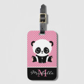 Étiquette À Bagage Pot Polka personnalisé Monogram Cute Panda (Devant Vertical)
