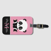 Étiquette À Bagage Pot Polka personnalisé Monogram Cute Panda (Devant Horizontal)