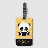 Étiquette À Bagage Pot Polka personnalisé Monogram Cute Panda (Devant Vertical)