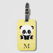 Étiquette À Bagage Pot Polka personnalisé Monogram Cute Panda (Devant Vertical)