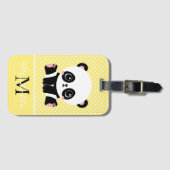 Étiquette À Bagage Pot Polka personnalisé Monogram Cute Panda (Devant Horizontal)