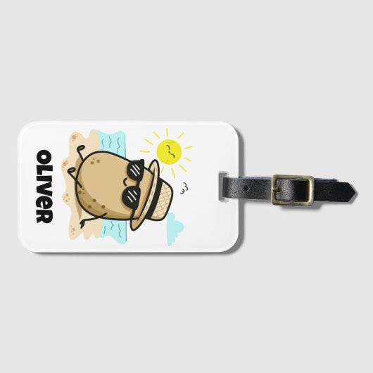 Étiquette À Bagage Potato On The Beach Summer Vibes (Devant Horizontal)