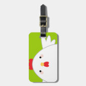 Étiquette À Bagage Poulet blanc sur l'étiquette verte de bagage de (Devant Vertical)