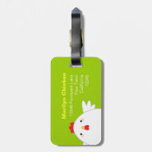 Étiquette À Bagage Poulet blanc sur l'étiquette verte de bagage de (Dos Vertical)