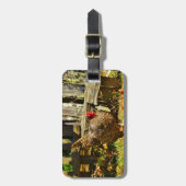 Étiquette À Bagage Poulet noir et blanc dans la ferme (Devant Vertical)