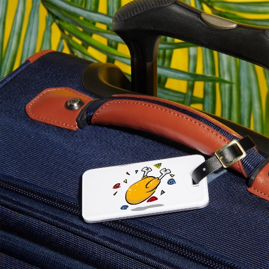 Étiquette À Bagage Poulet rôti de dessin animé drôle qui tombe