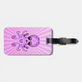 Étiquette À Bagage Poulpe mignon de zombi de crâne de sucre - pourpre (Dos horizontal)