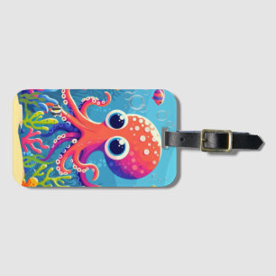 Étiquette À Bagage Poulpe mignon des Caraïbes/tropical/hawaïen
