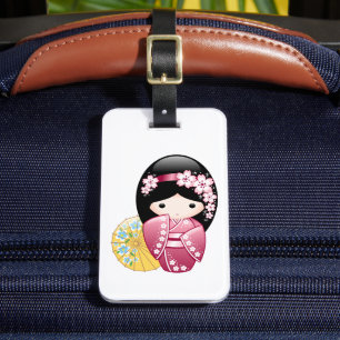 Étiquette À Bagage Poupée Kokeshi Printemps - Cute Japonaise Geisha G